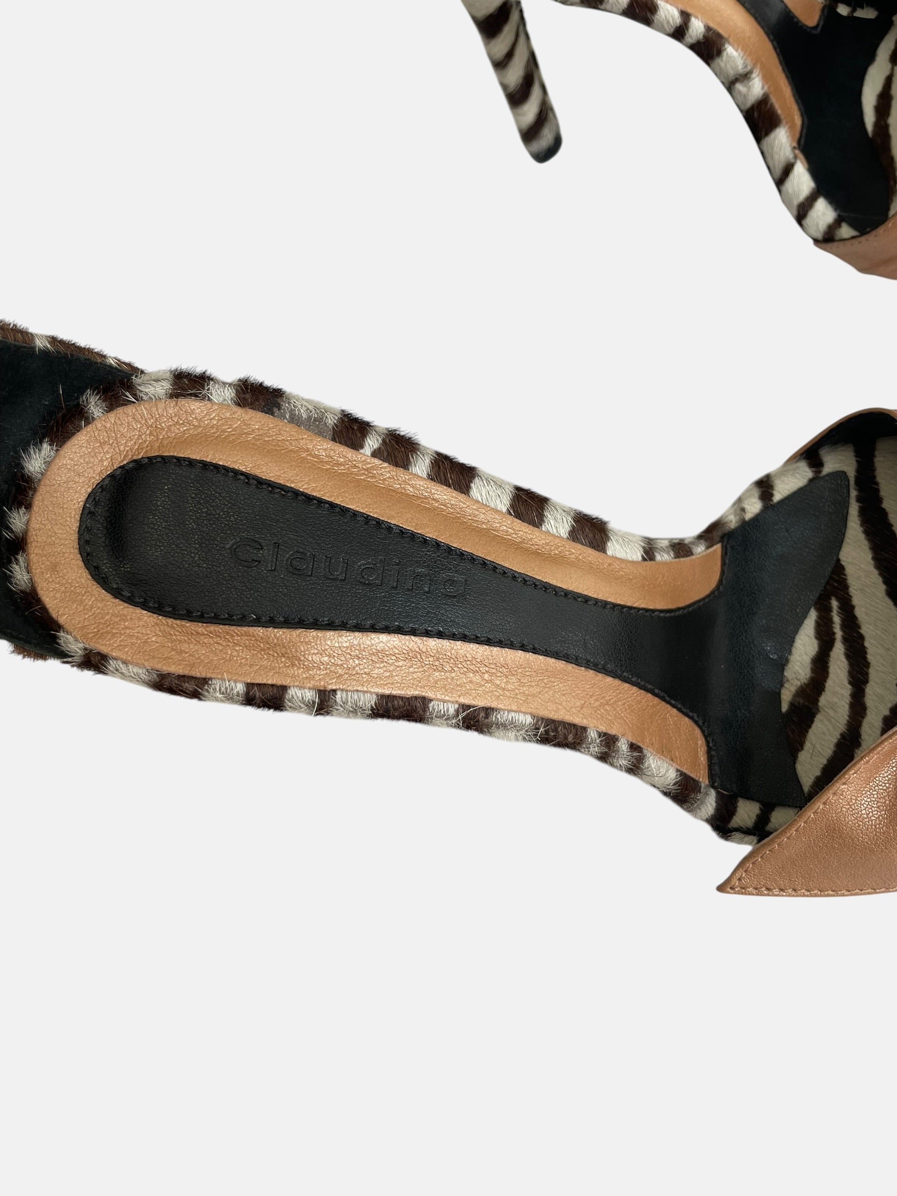 Zebra pony hair high heels