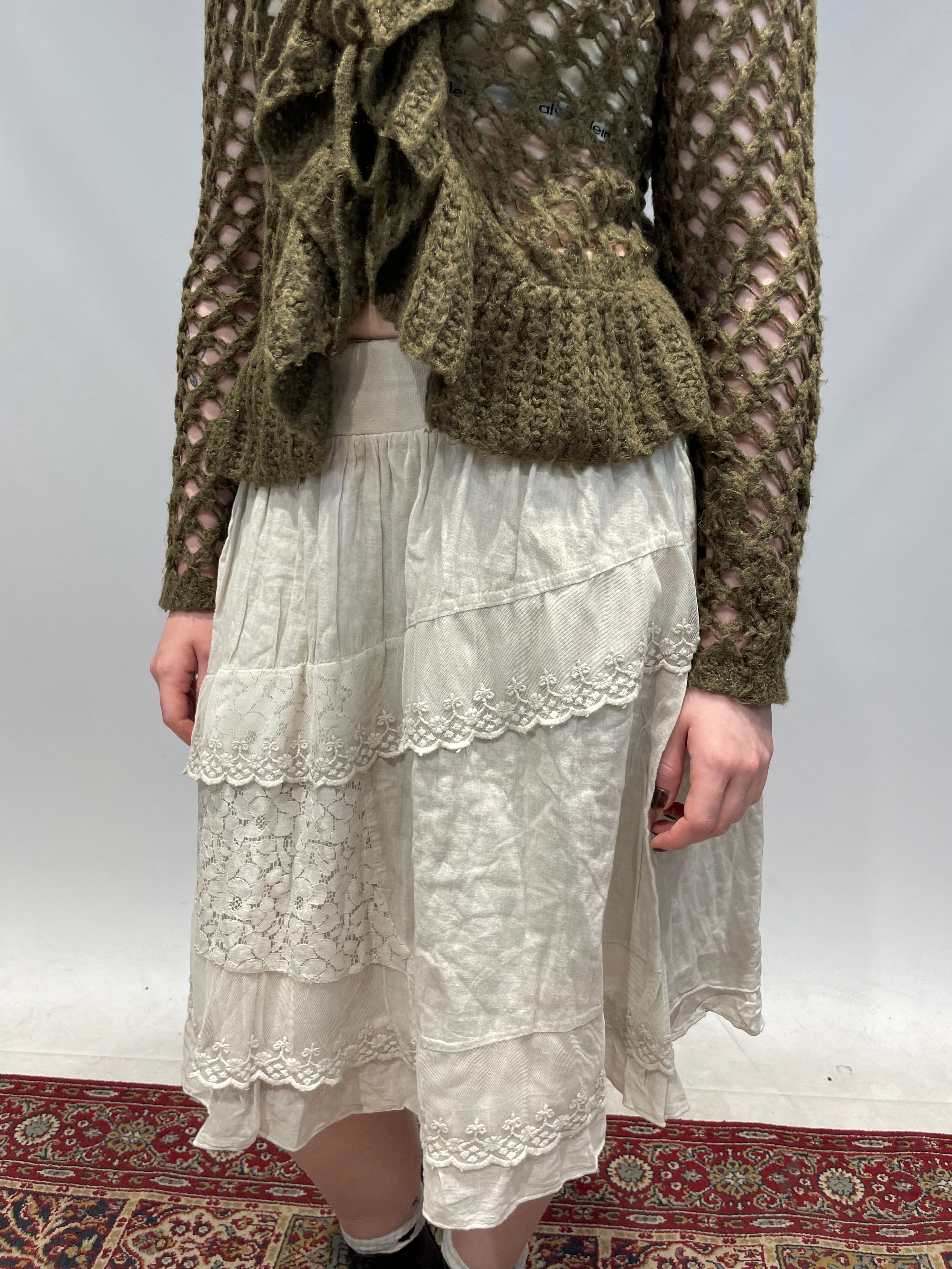 Luonnonvalkoinen puuvillahame