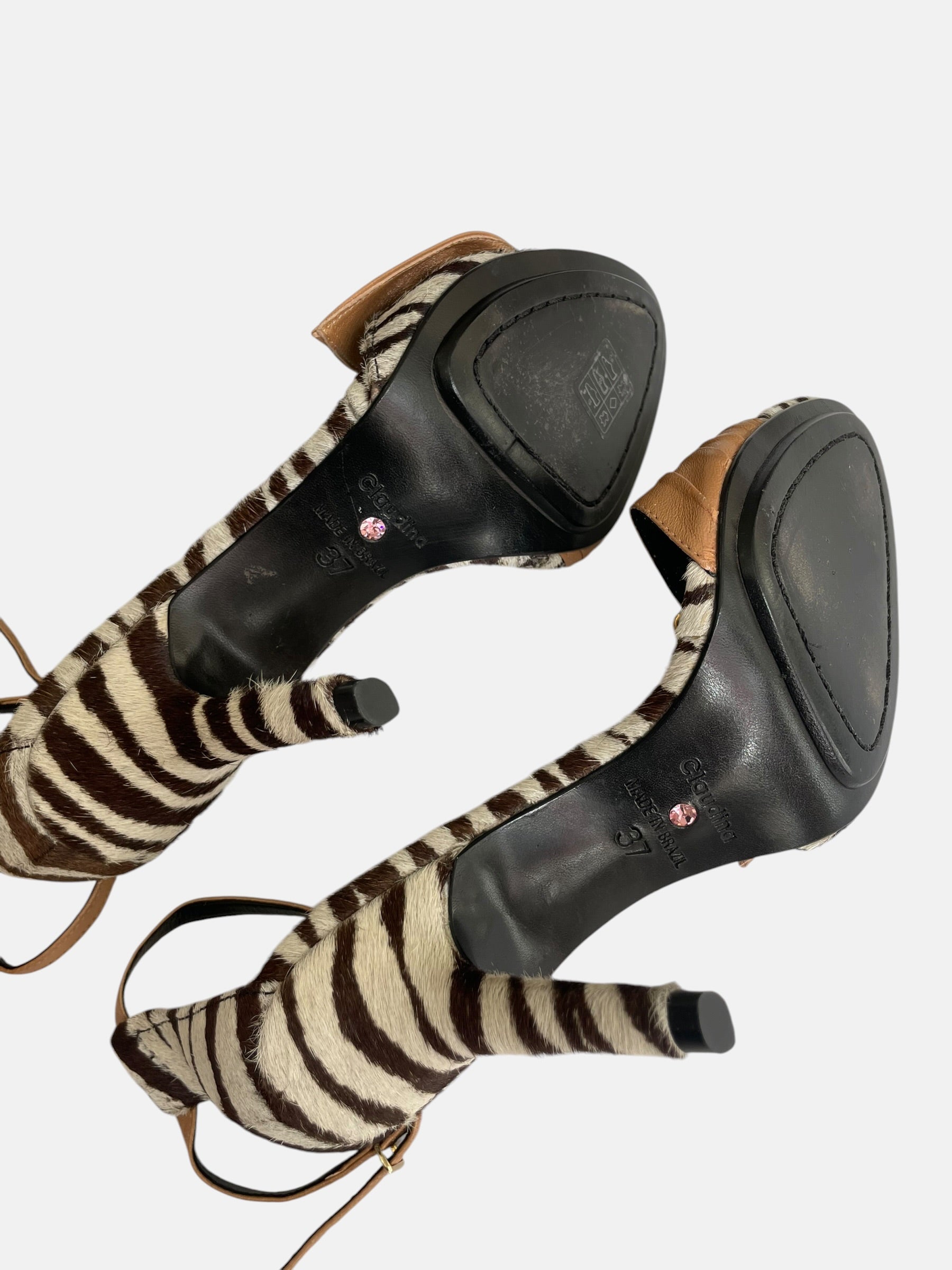 Zebra pony hair high heels