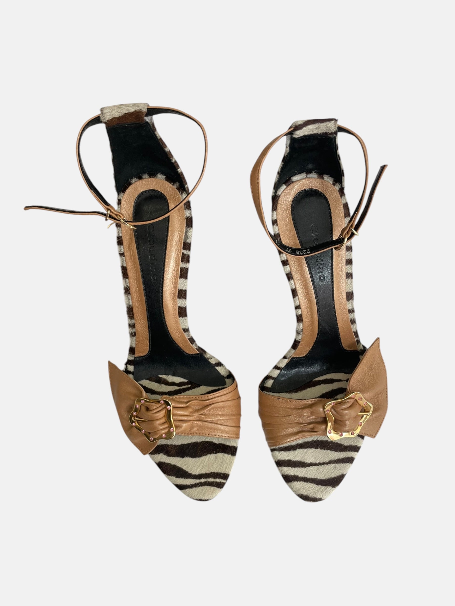 Zebra pony hair high heels