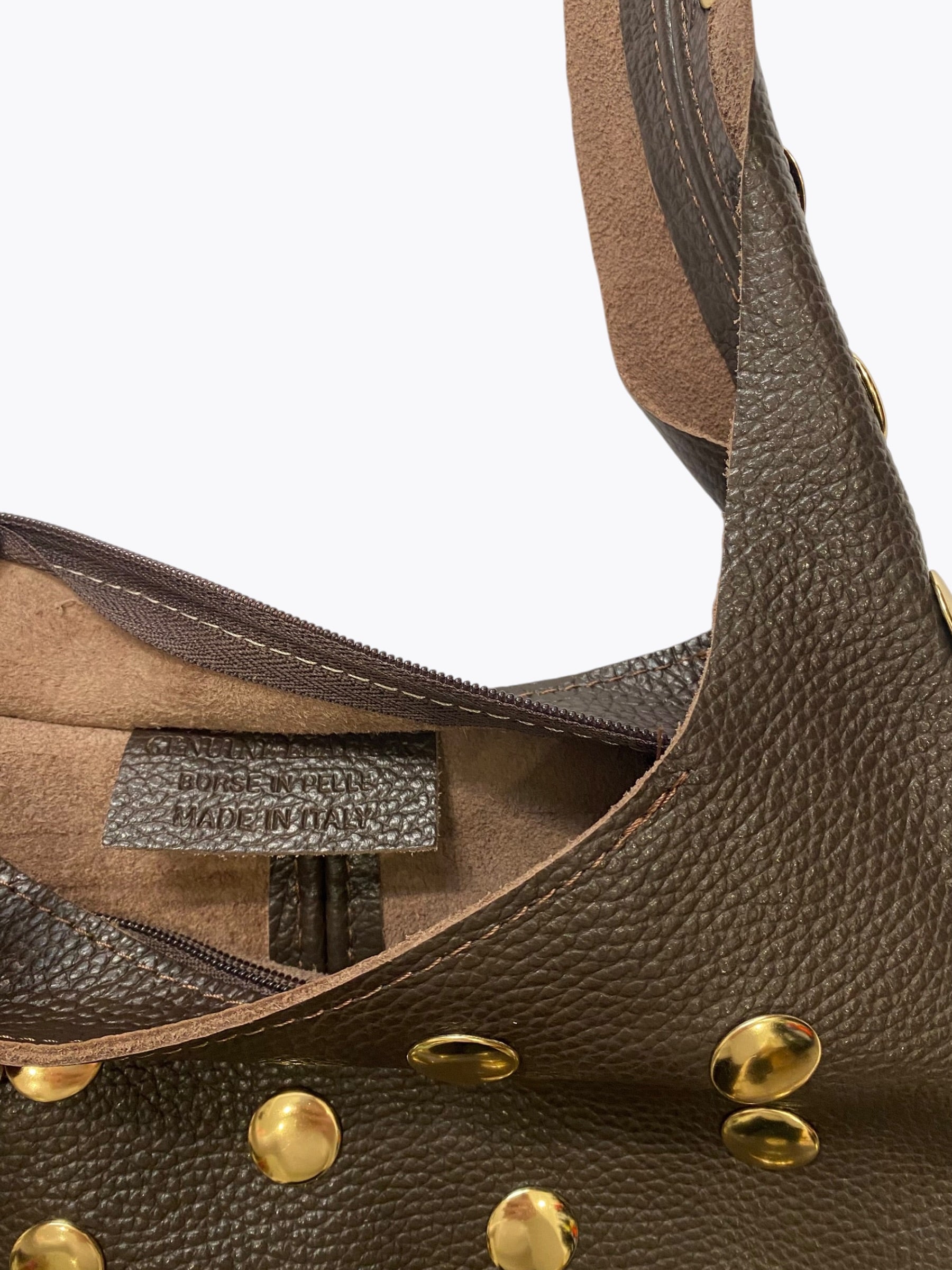 Leather bag with studs