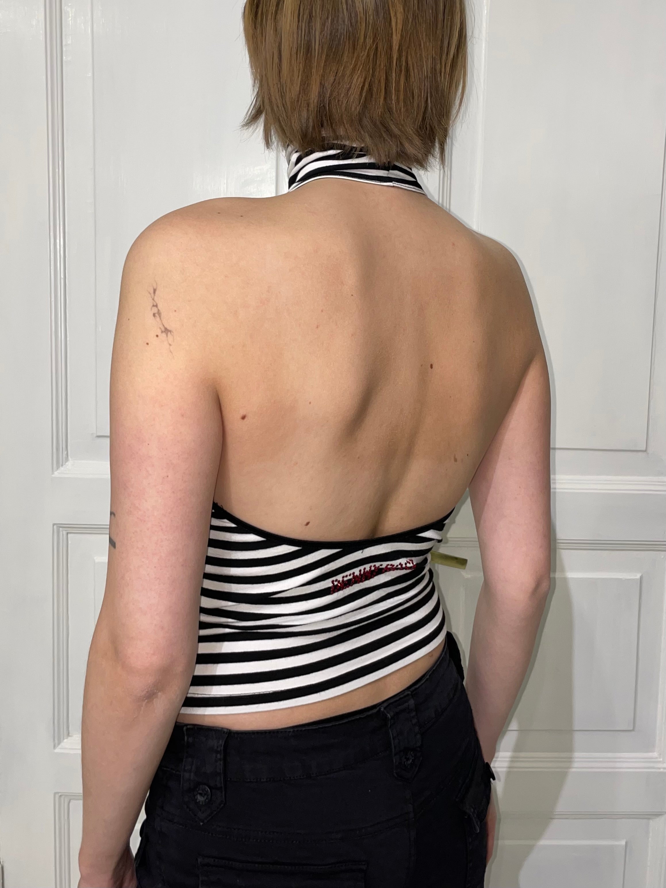 Raidallinen turtleneck toppi