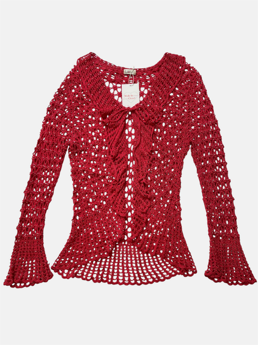 Crocheted blouse with embroidered beads