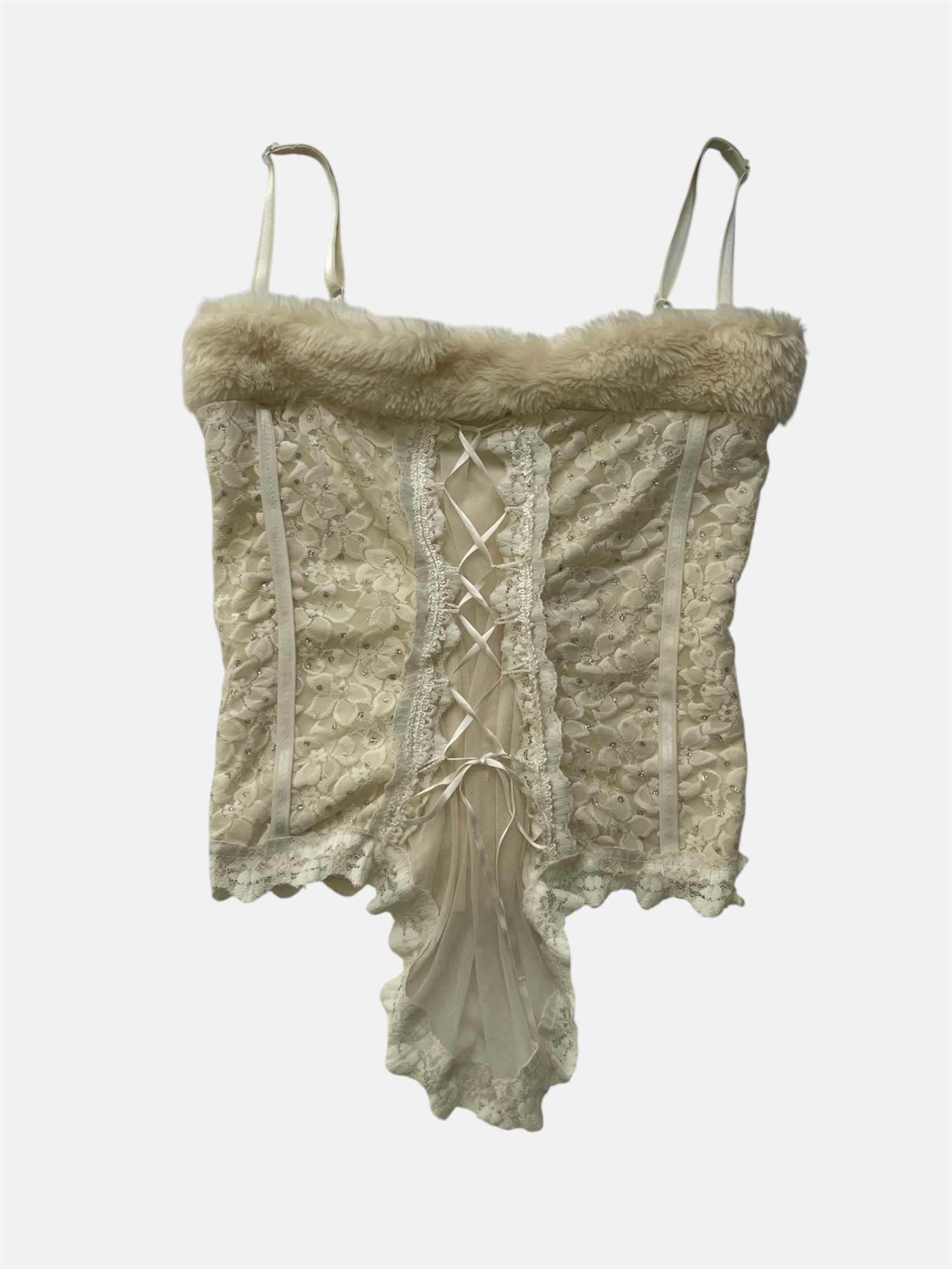 Fur trim pitsikorsetti