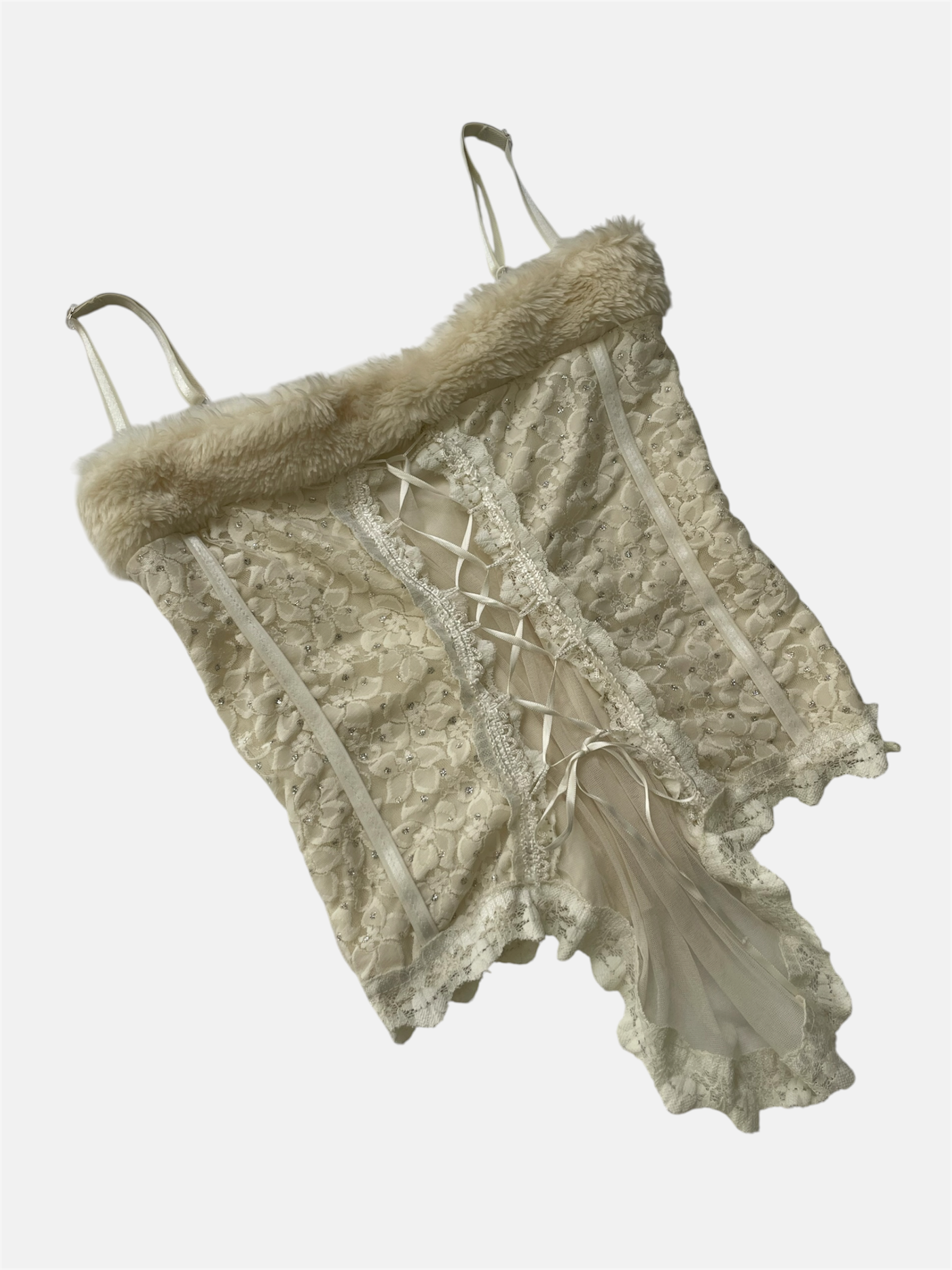 Fur trim pitsikorsetti